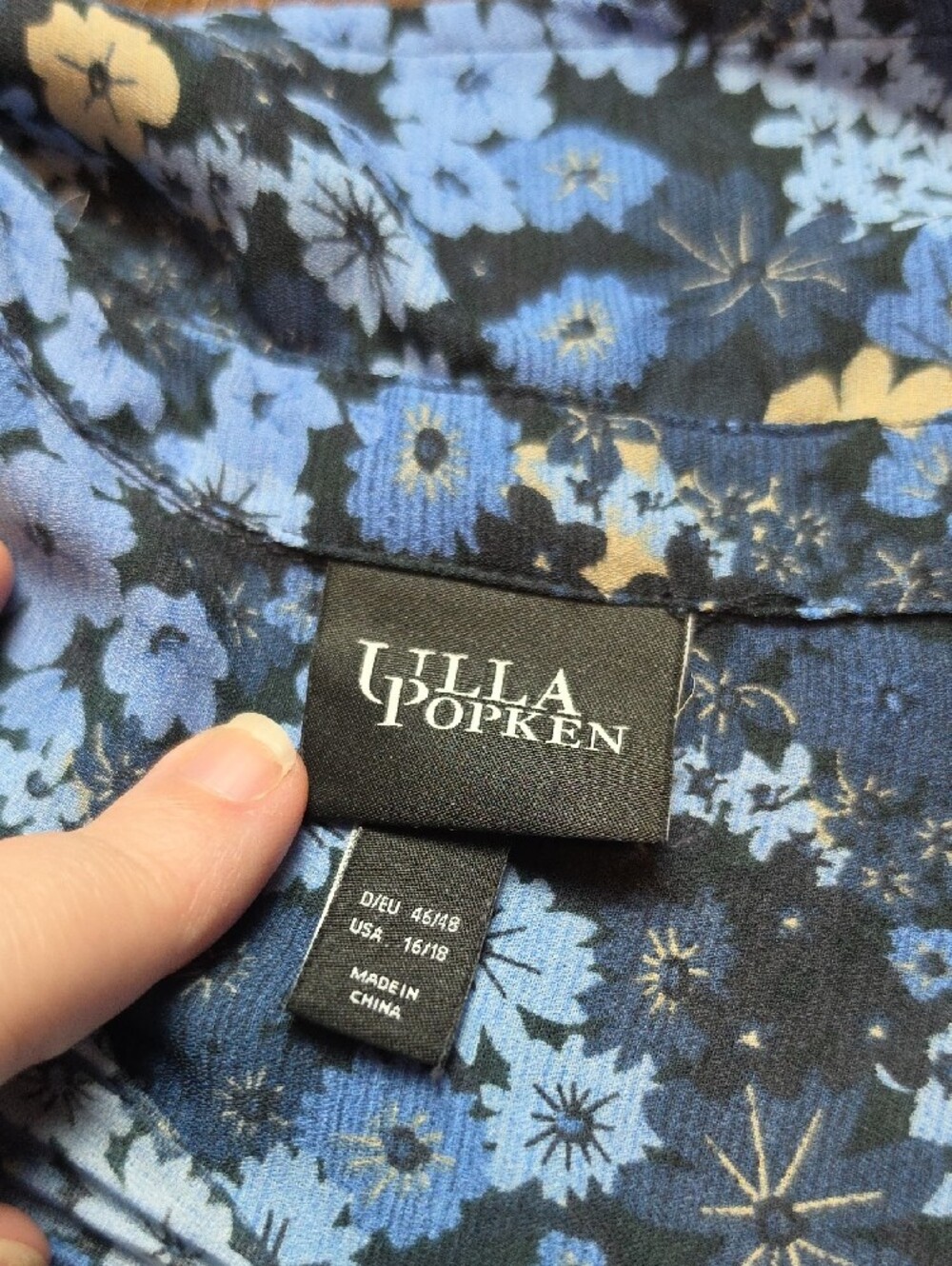 ULLA POPKEN | Flowy Floral Pleated Tunic Swing Blouse Blue Yellow | 16 / 18 - Picture 3 of 9